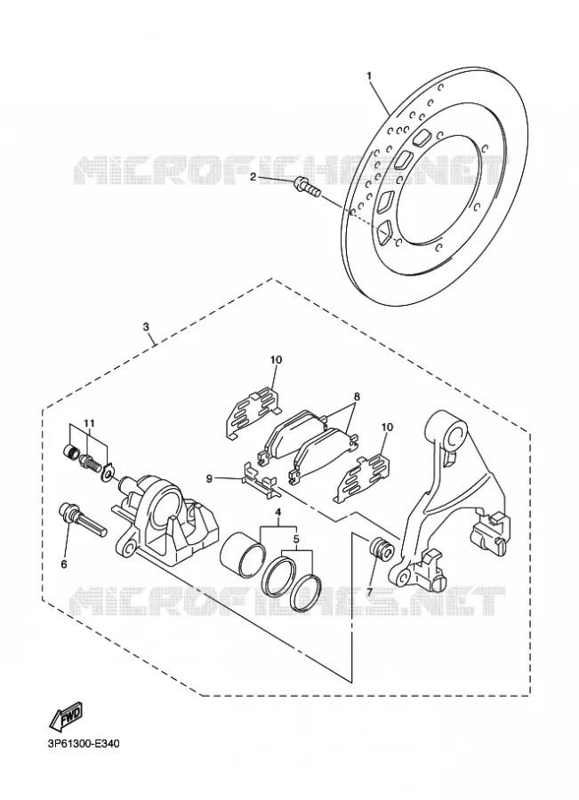REMKLAUW ACHTER Yamaha MOTO 1300 2009 FJR AS ABS  FJR1300AS
