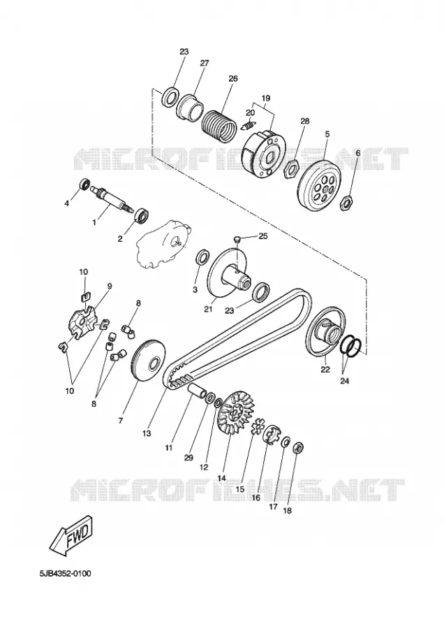 STARTMOTOR KOPPELINGS Yamaha SCOOTER 50 2013 NEOS EASY  YN50E