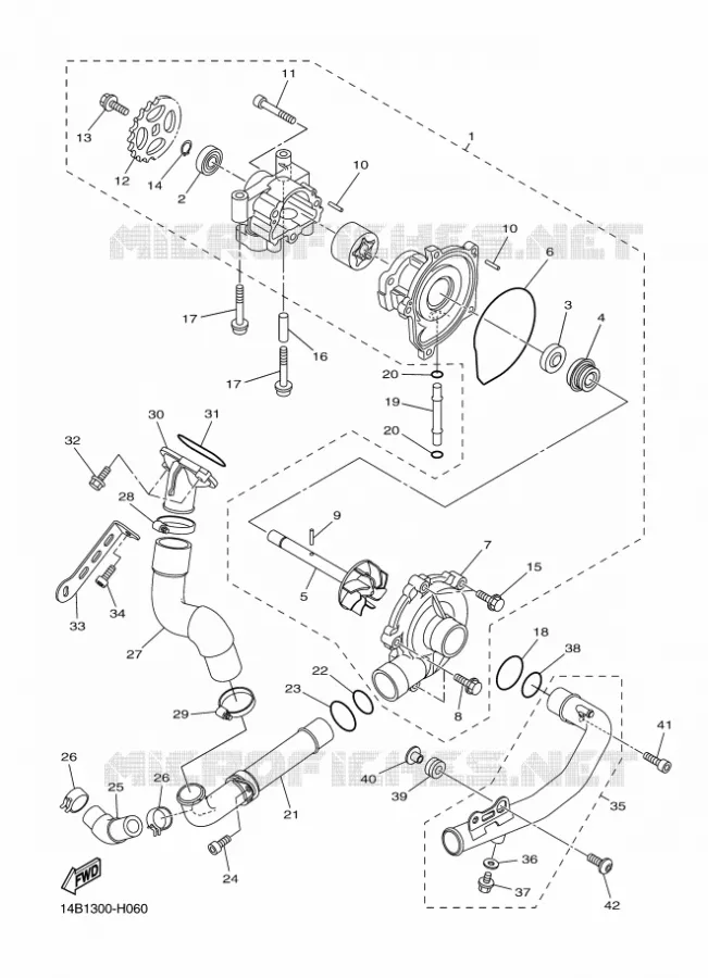 WATERPOMP / SLANGEN Yamaha MOTO 1000 2009 R1  YZF-R1 R1
