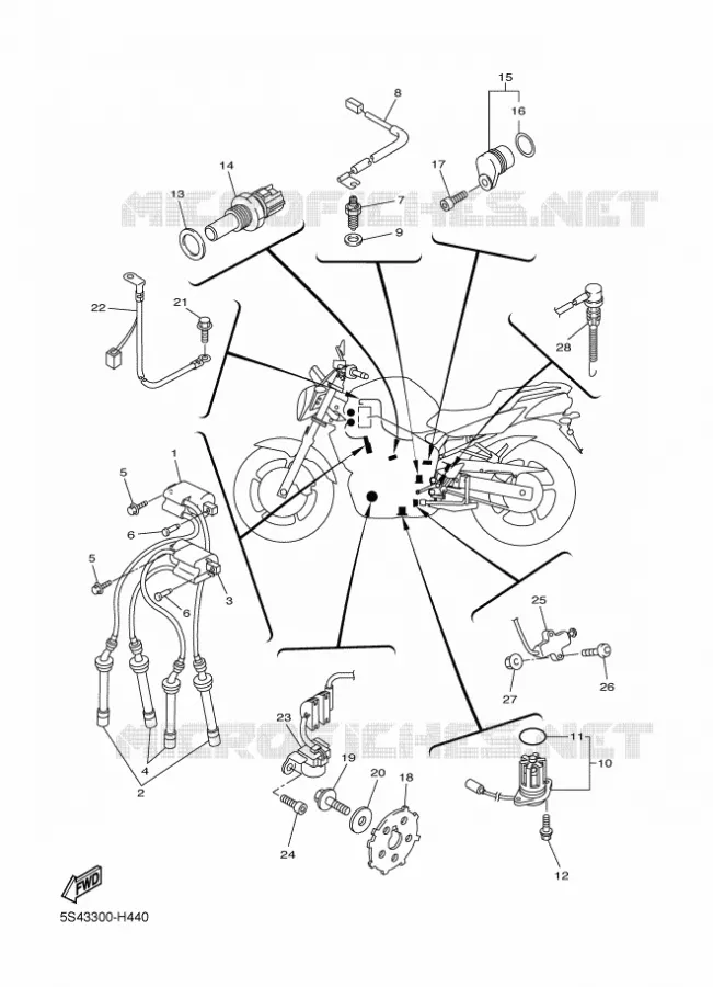 ELECTRISCH 1 Yamaha MOTO 600 2009 FZ6 S2 ABS  FZ6-NAHG FZ6