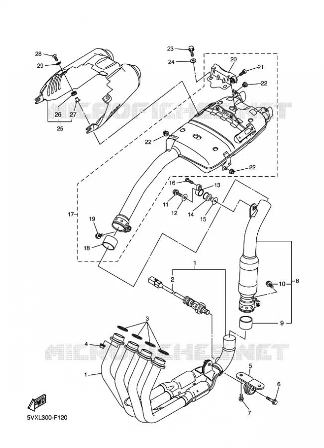 UITLAAT Yamaha MOTO 600 2009 FZ6 S2  FZ6-NHG FZ6