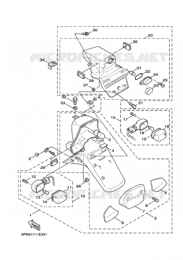 ACHTERLICHT Yamaha SCOOTER 50 2009 BWS  YW50Y BWS 50