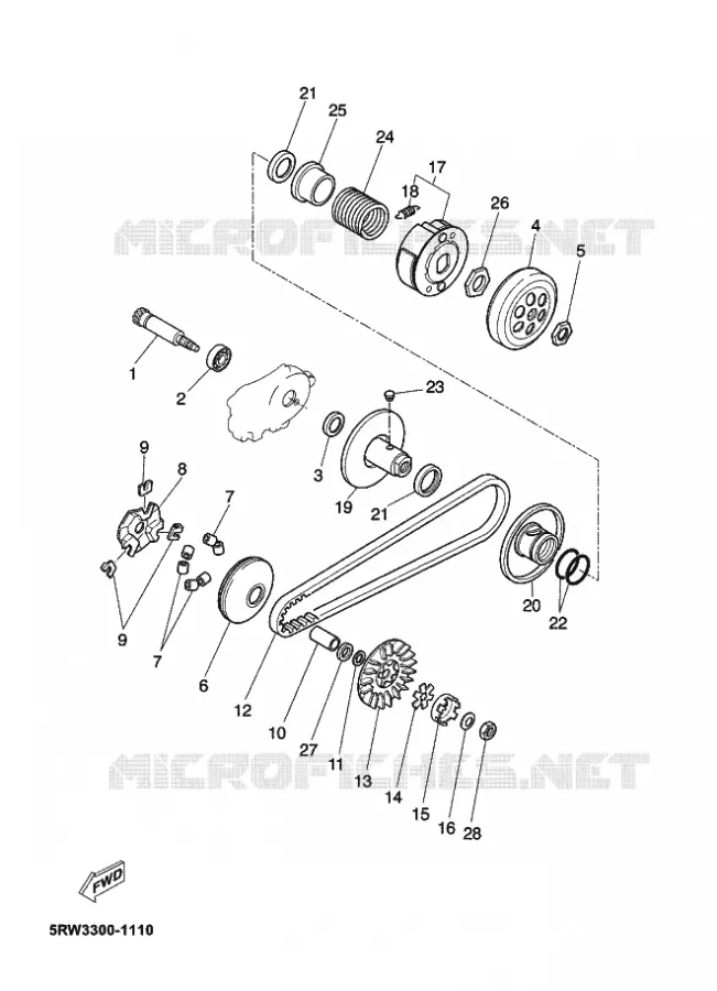 STARTMOTOR KOPPELINGS Yamaha SCOOTER 50 2010 MACH  CS50Z MACH G LIQUIDE