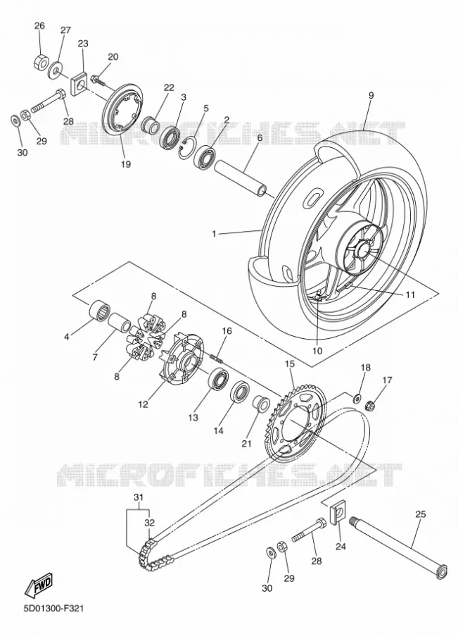 ACHTERWIEL Yamaha MOTO 1000 2010 FZ1 ABS  FZ1-NA