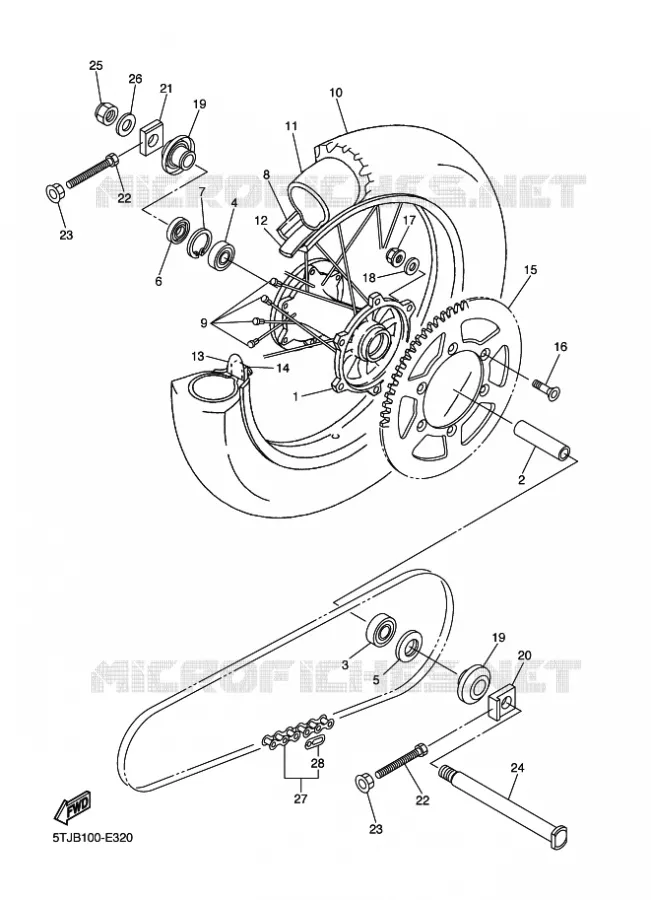 ACHTERWIEL Yamaha MOTO 250 2010 WRF  WR250F