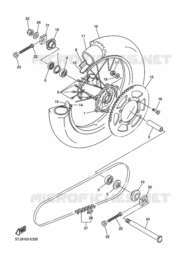 ACHTERWIEL Yamaha MOTO 450 2010 WRF  WR450F
