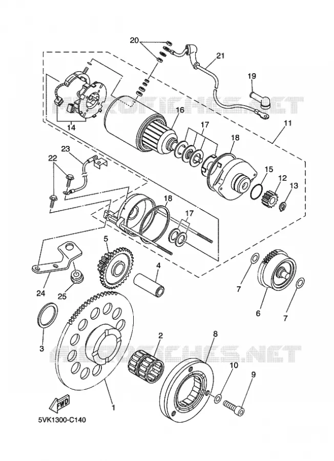 STARTMOTOR KOPPELINGS Yamaha MOTO 660 2010 XTR  XT660R