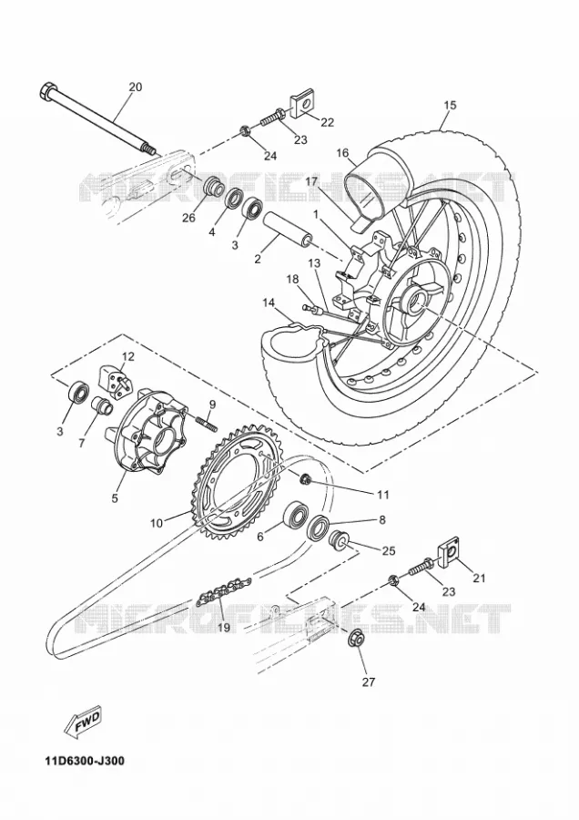 ACHTERWIEL Yamaha MOTO 660 2010 XTZ TENERE  XT660Z TENERE