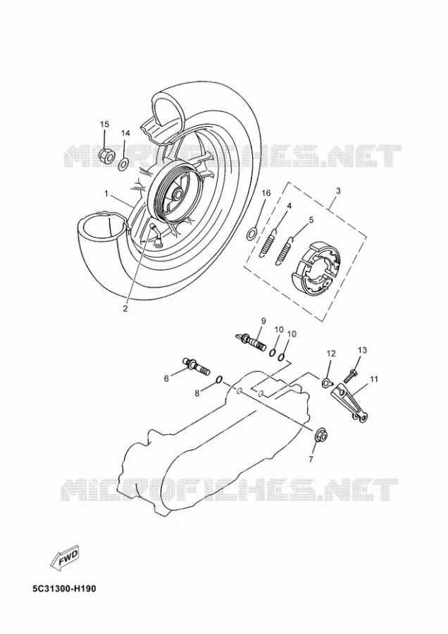 ACHTERWIEL Yamaha SCOOTER 50 2010 NEOS 4T  YN50F NEO'S 50 4ST