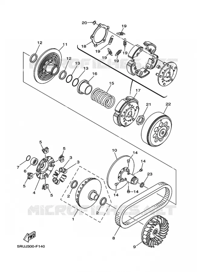 STARTMOTOR KOPPELINGS Yamaha SCOOTER 400 2010 MAJESTY  YP400