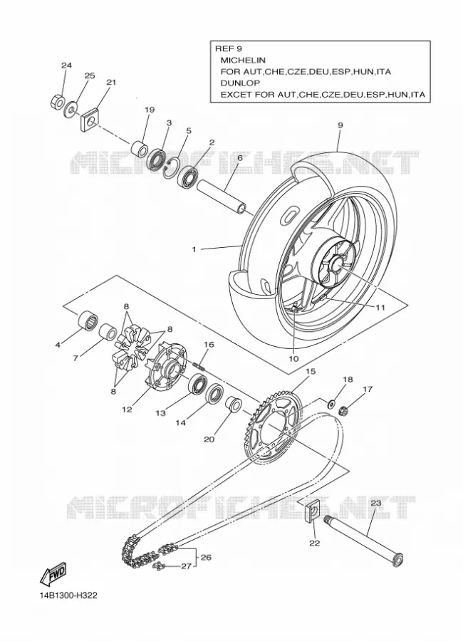 ACHTERWIEL Yamaha MOTO 1000 2010 R1  YZF-R1