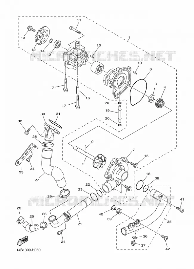 WATERPOMP / SLANGEN Yamaha MOTO 1000 2010 R1  YZF-R1