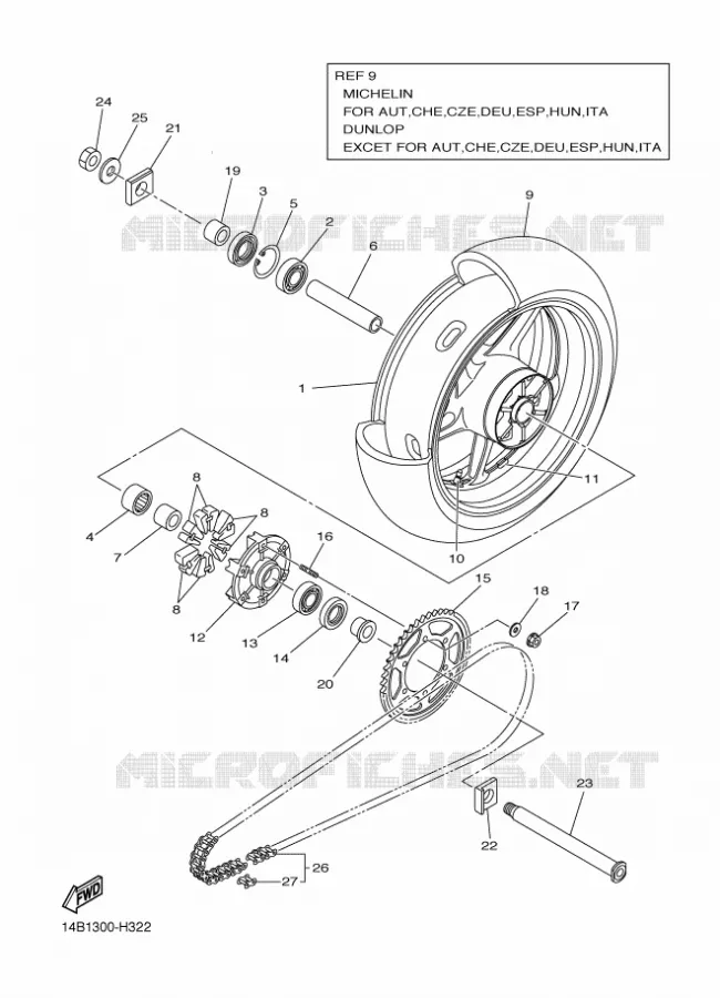 ACHTERWIEL Yamaha MOTO 1000 2010 R1  YZF-R1