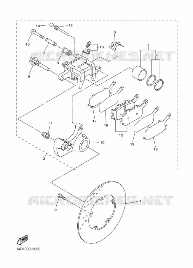 REMKLAUW ACHTER Yamaha MOTO 1000 2010 R1  YZF-R1