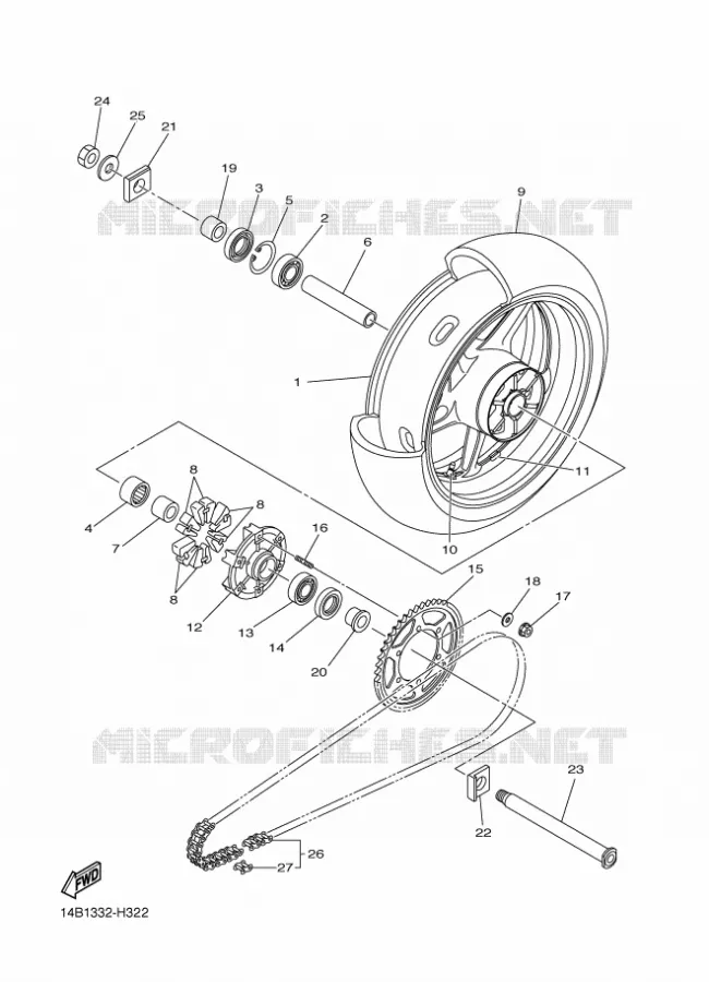 ACHTERWIEL Yamaha MOTO 1000 2010 R1  YZF-R1 R1
