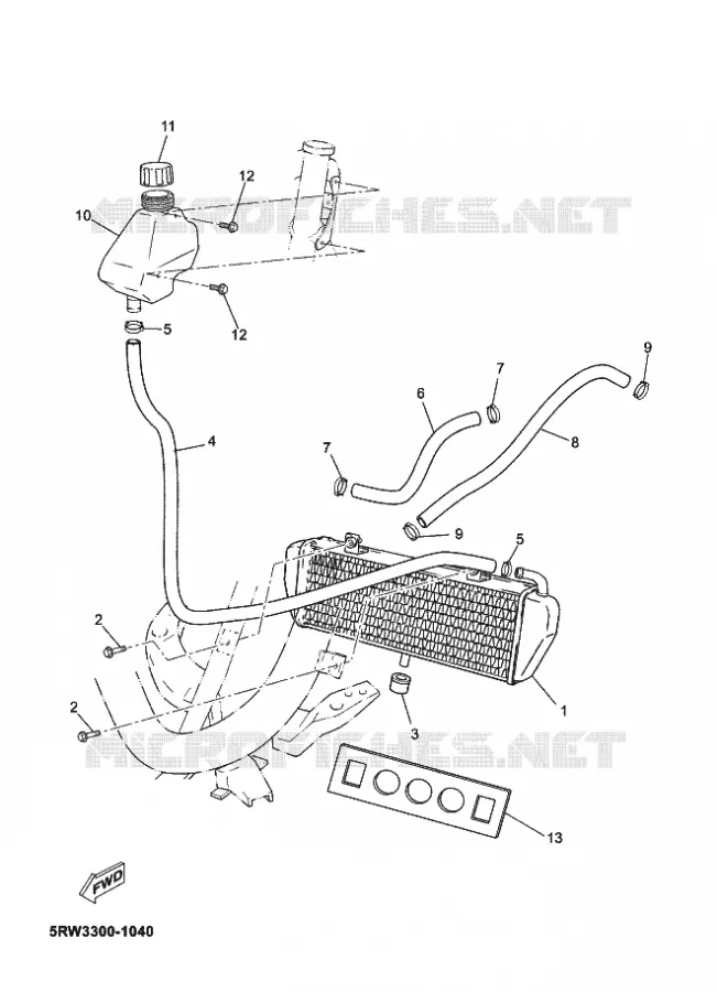 RADIATEUR / SLANG Yamaha SCOOTER 50 2011 MACH  CS50Z MACH G LIQUIDE