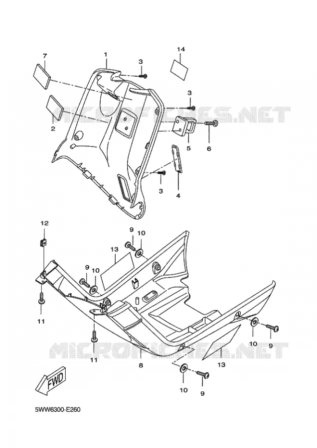 BEENSCHERM Yamaha SCOOTER 50 2011 BOOSTER  CW50