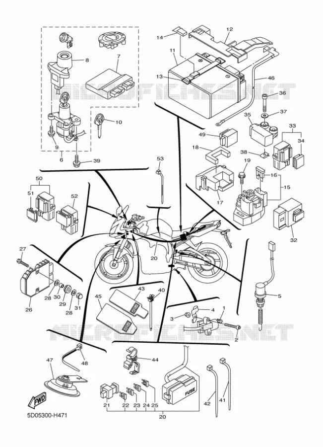 ELECTRISCH 2 Yamaha MOTO 1000 2011 FAZER ABS  FZ1-SA