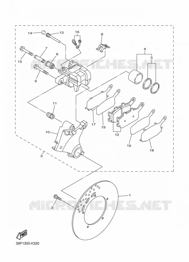 REMKLAUW ACHTER Yamaha MOTO 800 2011 FZ8  FZ8-N