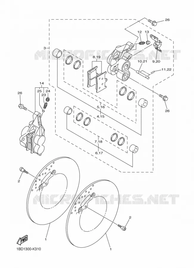 REMKLAUW VOOR Yamaha MOTO 800 2011 FZ8 ABS  FZ8-NA