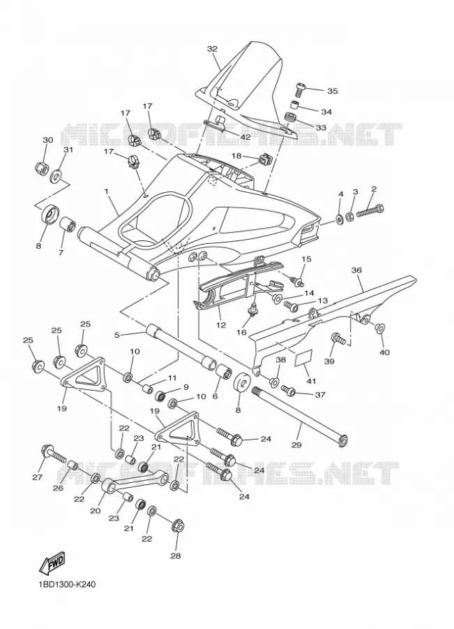 ACHTERBRUG Yamaha MOTO 800 2011 FZ8 ABS  FZ8-NA