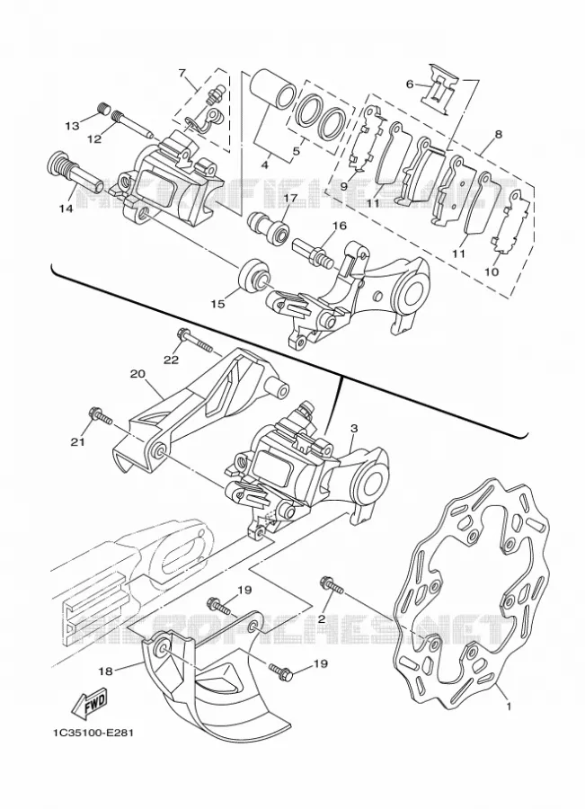REMKLAUW ACHTER Yamaha MOTO 250 2011 WRF  WR250F