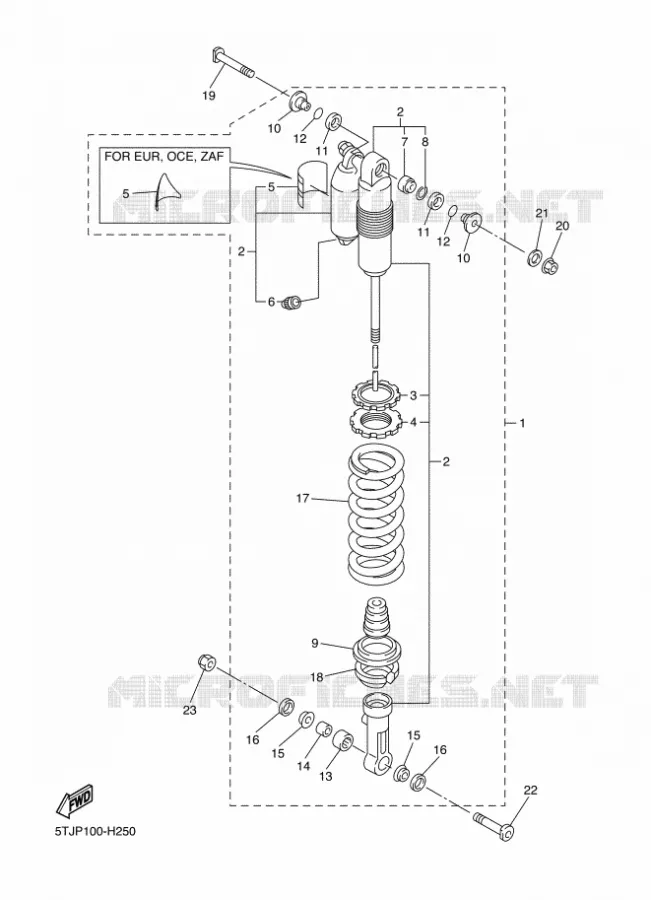 ACHTER SCHOKBREKER Yamaha MOTO 450 2011 WRF  WR450F
