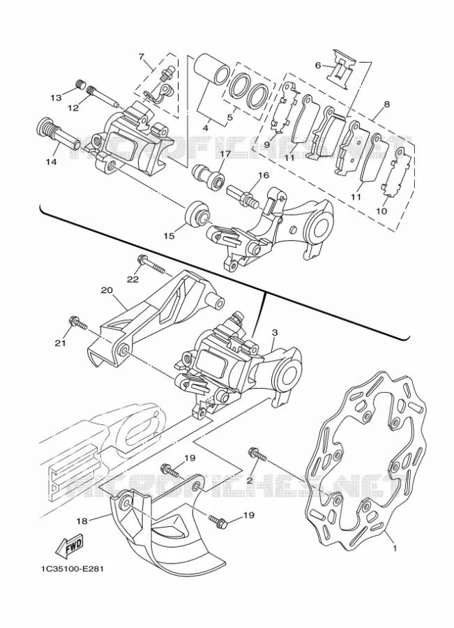 REMKLAUW ACHTER Yamaha MOTO 450 2011 WRF  WR450F