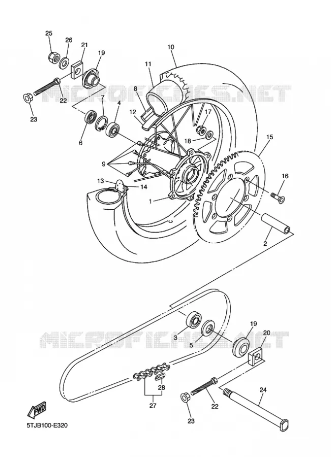 ACHTERWIEL Yamaha MOTO 450 2011 WRF  WR450F
