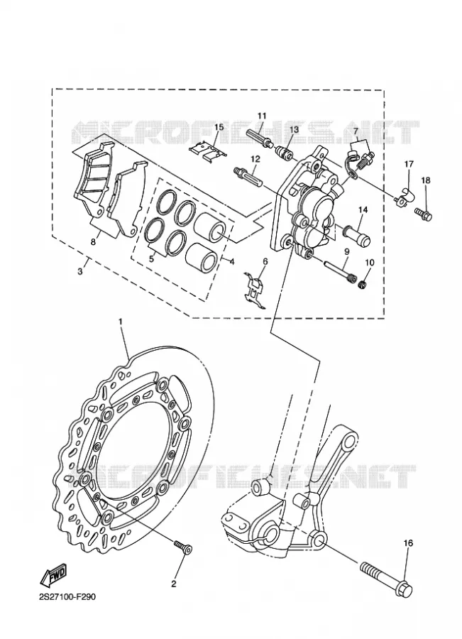 REMKLAUW VOOR Yamaha MOTO 450 2011 WRF  WR450F