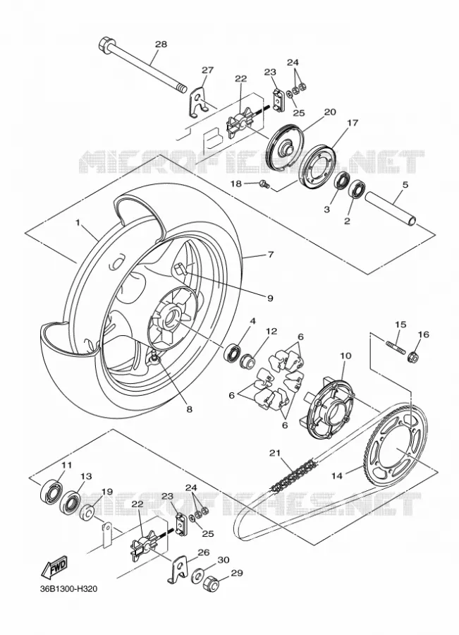 ACHTERWIEL Yamaha MOTO 600 2011 XJ6 ABS  XJ6NA
