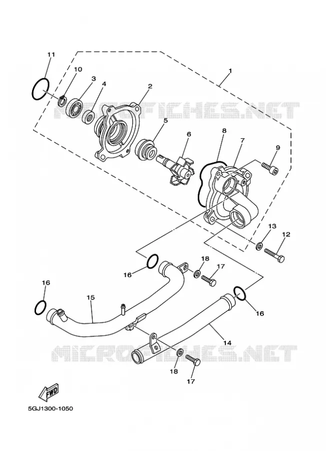 WATERPOMP / SLANGEN Yamaha SCOOTER 500 2011 TMAX  XP500 TMAX