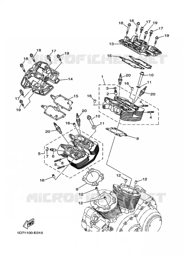 CILINDERKOP Yamaha MOTO 1900 2011 MIDNIGHT STAR  XV1900A