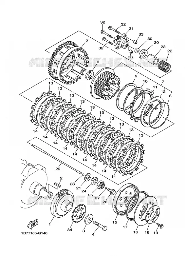 STARTMOTOR KOPPELINGS Yamaha MOTO 1900 2011 MIDNIGHT STAR  XV1900A