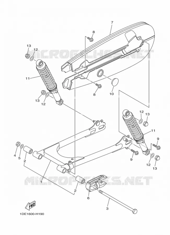 ACHTERBRUG / SCHOKBREKER Yamaha MOTO 110 2011 Autres modeles  YD110S CRUX