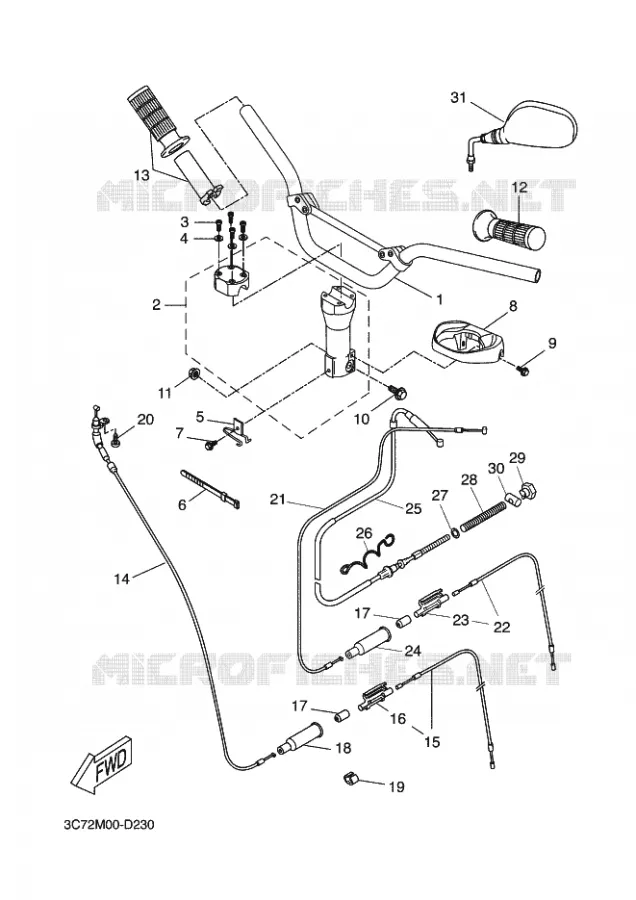 STUUR / KABEL Yamaha SCOOTER 50 2011 STUNT NAKED  EW50N STUNT NAKED