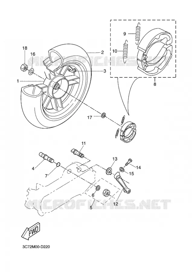 ACHTERWIEL Yamaha SCOOTER 50 2011 STUNT NAKED  EW50N STUNT NAKED