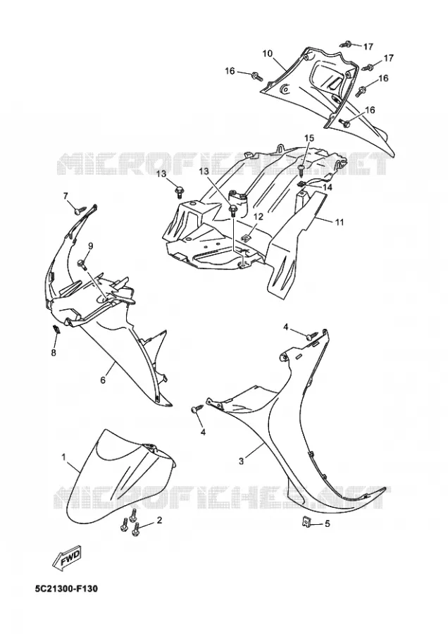 SPATBORD Yamaha SCOOTER 50 2011 OVETTO  YN50 OVETTO