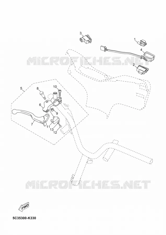 STUURSCHAKELAAR / HEVEL Yamaha SCOOTER 50 2011 OVETTO 4T UBS  YN50F OVETTO 50 4ST UBS