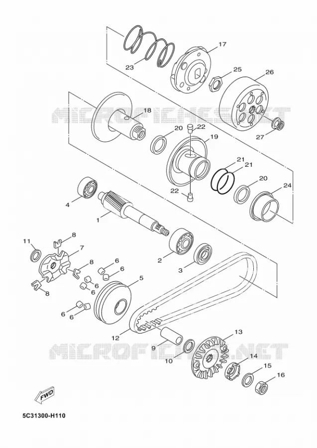 STARTMOTOR KOPPELINGS Yamaha SCOOTER 50 2011 OVETTO LA POSTE  YN50FT OVETTO LA POSTE