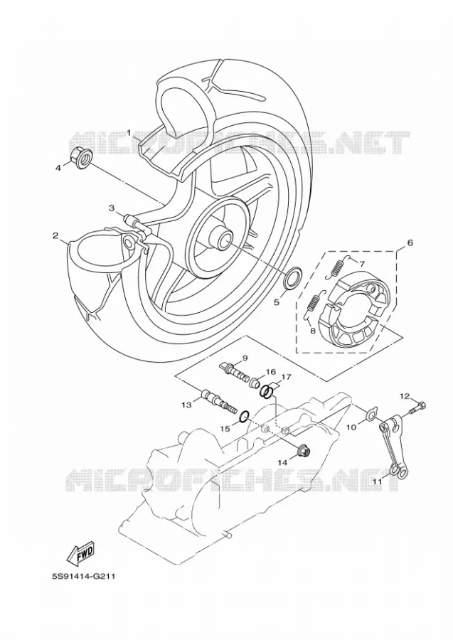 ACHTERWIEL Yamaha SCOOTER 125 2011 BWS  YW125 BW'S 125