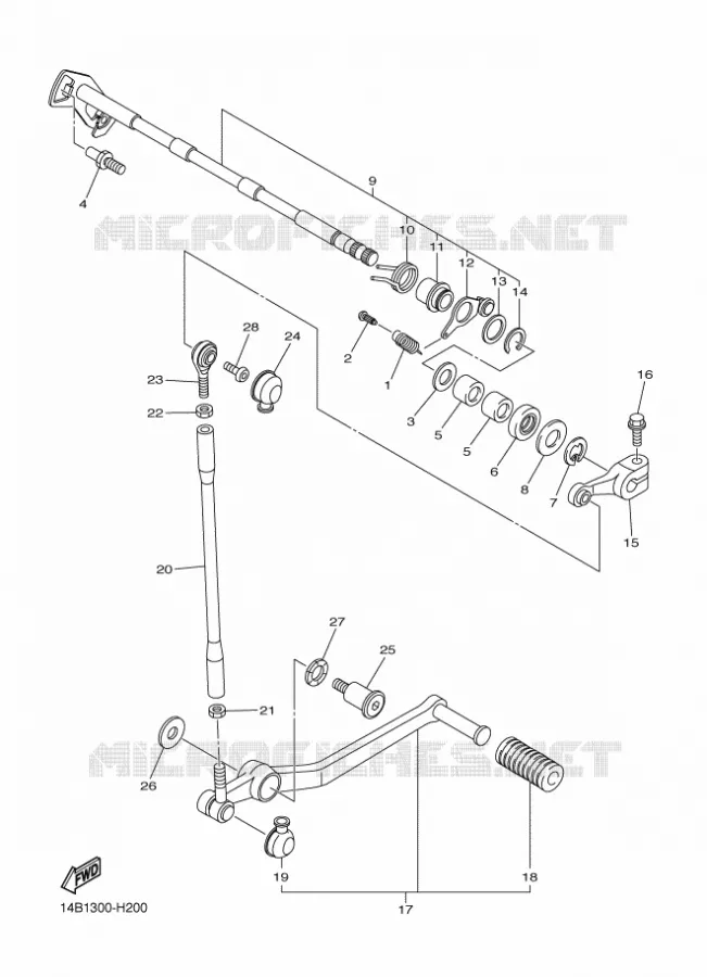 SCHAKEL STANG / PEDAAL Yamaha MOTO 1000 2011 R1  YZF-R1 R1