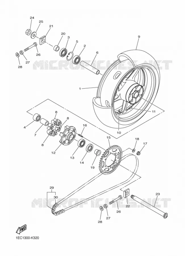 ACHTERWIEL Yamaha MOTO 1000 2012 FAZER  FZ1-S