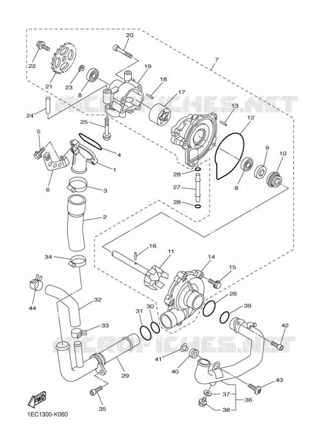 WATERPOMP / SLANGEN Yamaha MOTO 1000 2012 FAZER ABS  FZ1-SA