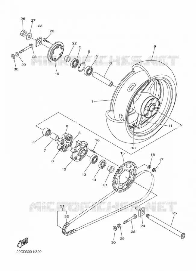 ACHTERWIEL Yamaha MOTO 1000 2012 FAZER ABS  FZ1-SA