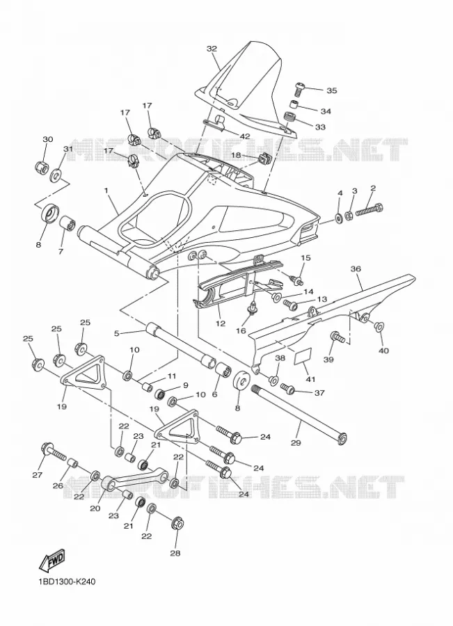 ACHTERBRUG Yamaha MOTO 800 2012 FZ8 ABS  FZ8-NA