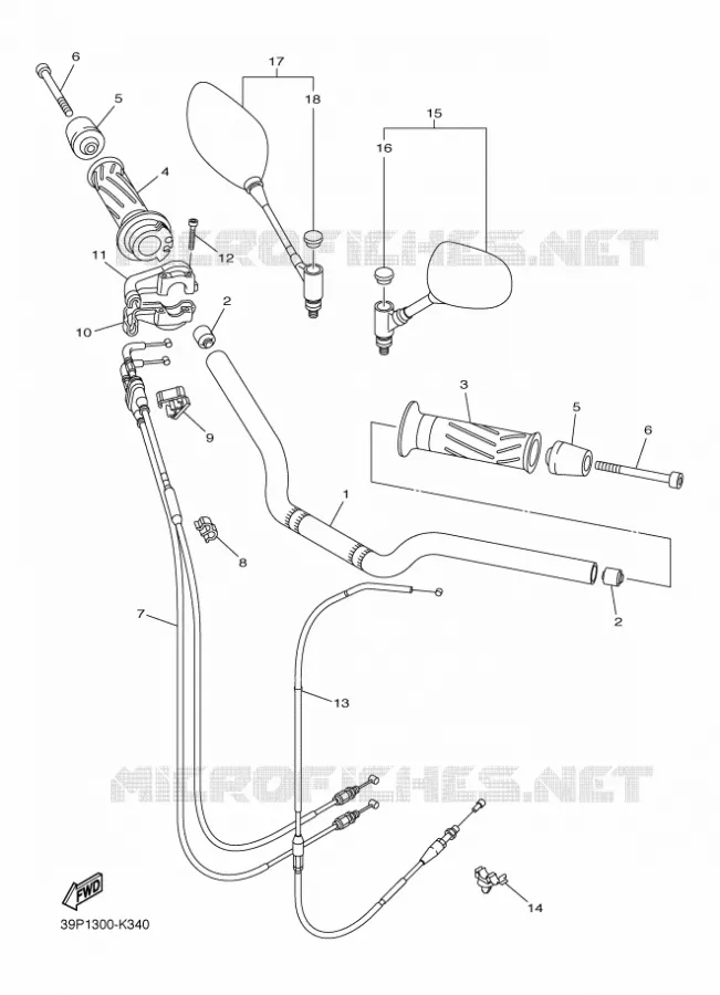 STUUR / KABEL Yamaha MOTO 800 2012 FZ8 ABS  FZ8-NA