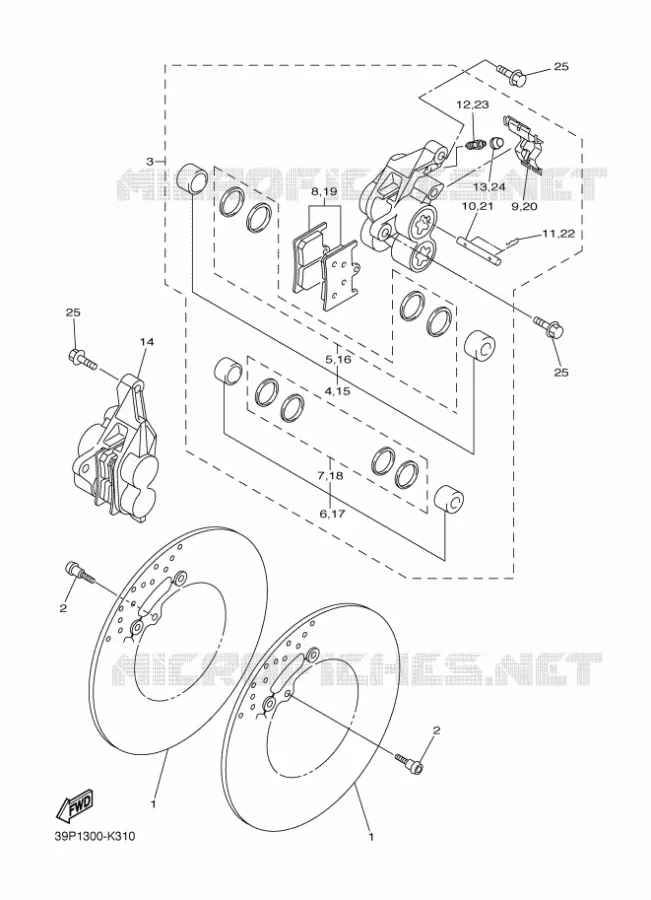 REMKLAUW VOOR Yamaha MOTO 800 2012 FAZER  FZ8-S