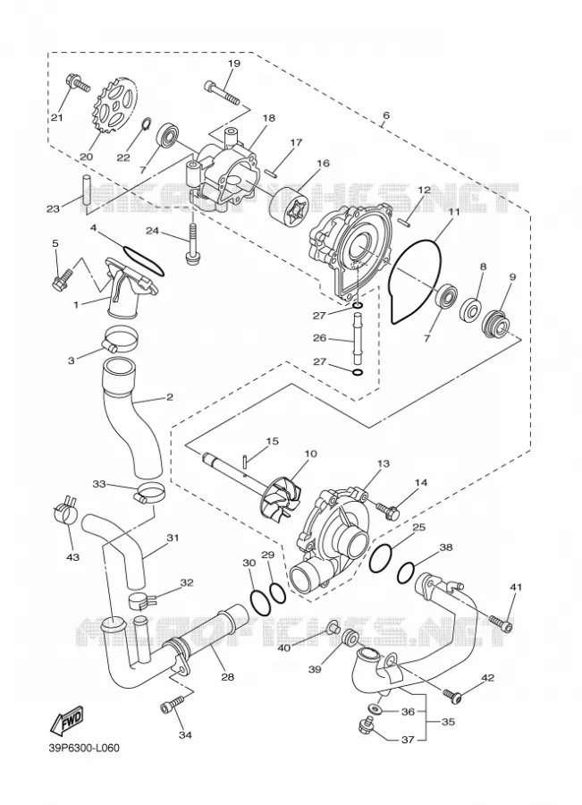 WATERPOMP / SLANGEN Yamaha MOTO 800 2012 FAZER  FZ8-S