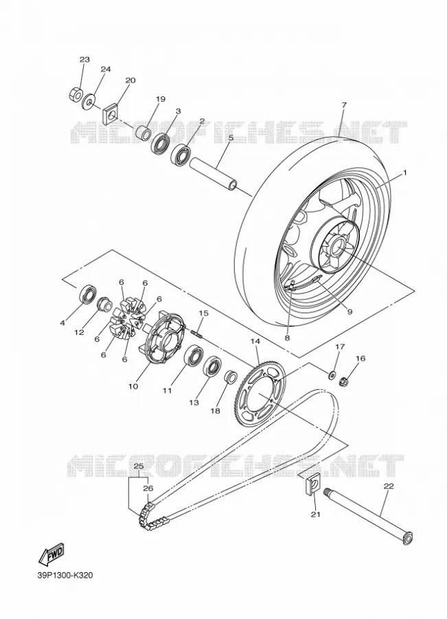 ACHTERWIEL Yamaha MOTO 800 2012 FAZER  FZ8-S